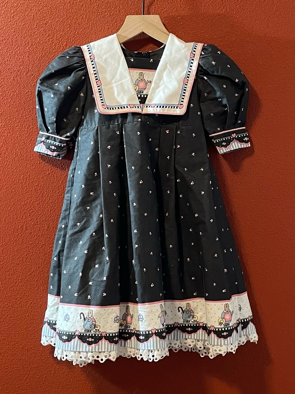 Vintage Daisy Kingdom Girls Easter‎ Sunday Spring Bunny Cottagecore Sailor Dress